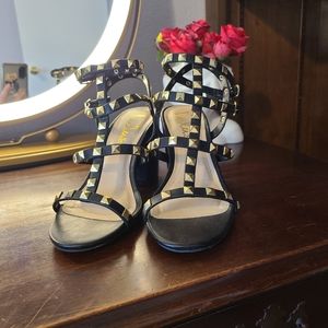 Lulus black studded sandals heels 5.5